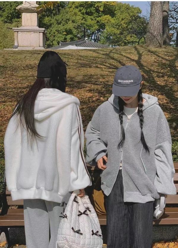 雙層刷毛連帽運動外套 