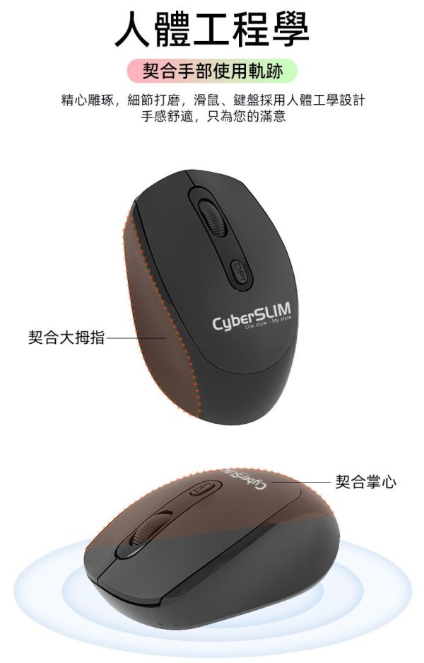 CyberSLIM WM520 無線滑鼠 多彩 人體工學
