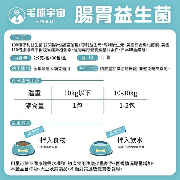 【腸胃益生菌】市售最高100億活性菌種｜193國專利寵物益生菌｜6大黃金營養複方 