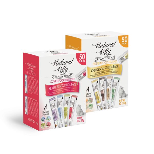 Natural Kitty 自然小貓 - 超級食物營養肉泥 50條派對盒｜12g x50 