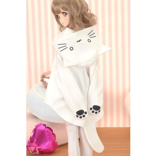 白色貓咪連帽衫 