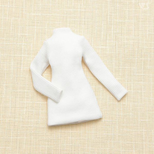 高領針織毛衣裙（白色）· Mini 