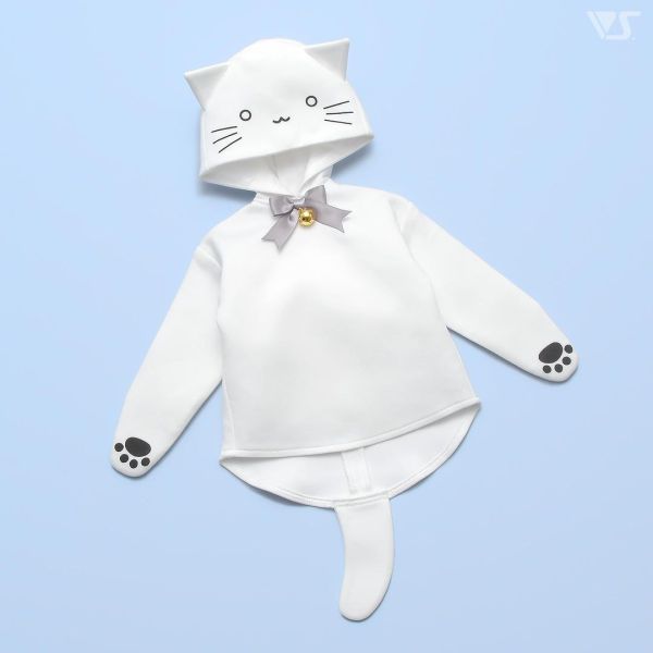白色貓咪連帽衫 
