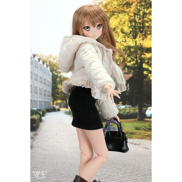 荷葉邊短羽絨服（米色） 