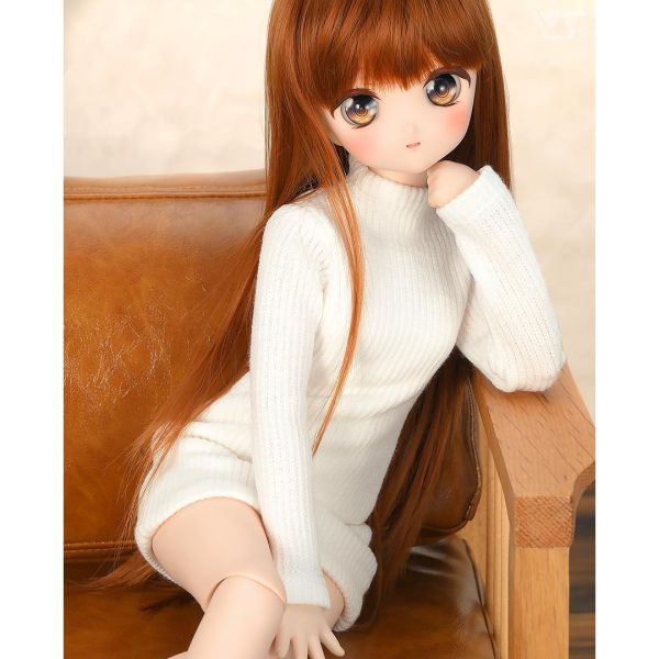 高領針織毛衣裙（白色）· Mini 