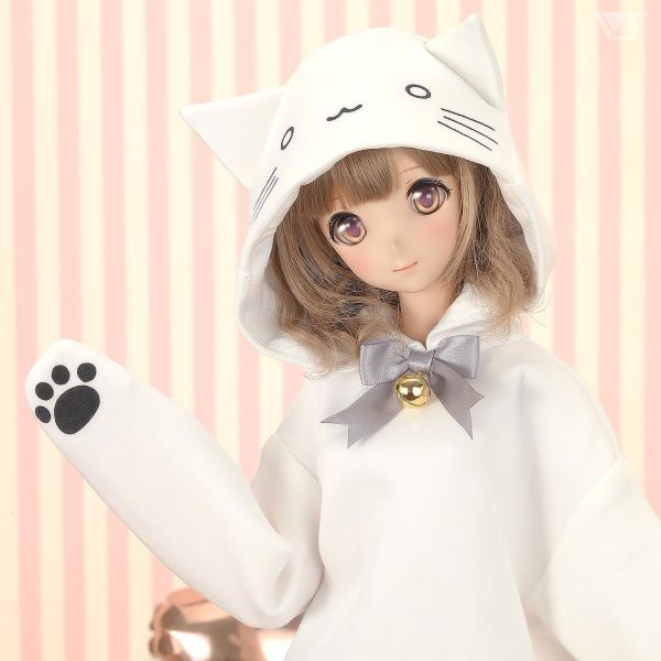 白色貓咪連帽衫 
