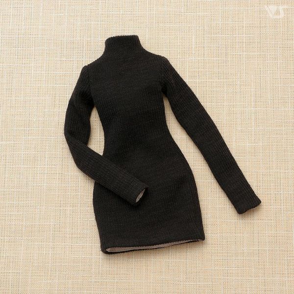 高領針織毛衣裙（黑色） 