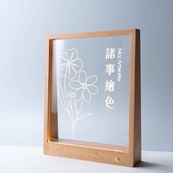 客製化觸控式大相框夜燈 相框小夜燈, LED木頭夜燈, LED夜燈, 客製化夜燈, 似顏繪夜燈, 雷射雕刻代工, 彩色壓克力噴印, 壓克力UV噴印, 彩色木頭小夜燈, 壓克力小夜燈代工, 印相片夜燈, 相片燈, 觸控式夜燈