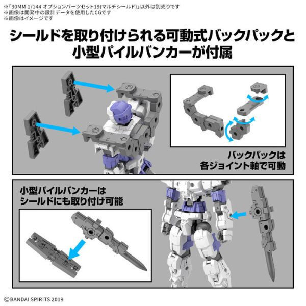 BANDAI 30MM 組裝模型輕作戰 1/144 配件套組19（多功能護盾）組裝模型 