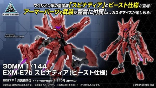BANDAI 30MM 1/144 EXM-E7b 司比納帝亞 (野獸規格) 