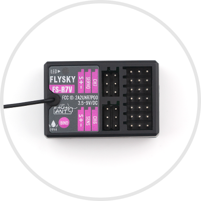 FLYSKY FS-R7V 陀螺儀接收機 外置單天線，輸出PWM或PPM/i-BUS/S.BUS信號，可適用多種模型車和模型船使用 