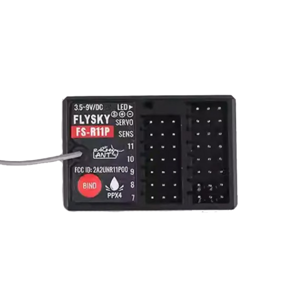 FLYSKY FS-R11P  ANT通信協議標準接收機，提供11通道的雙向接收機，外置單天線，輸出PWM、PPM、i-BUS或S.BUS信號，設計小巧緊湊，可適合多種模型車和模型船使用 
