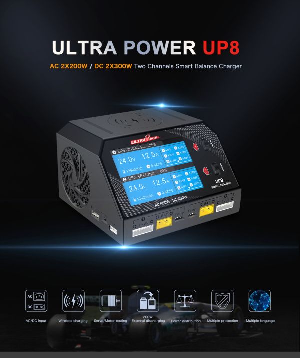 ULTRAPOWER UP8 大功率600W高階充電器 AC/DC 輸入 多工雙迴路輸出 