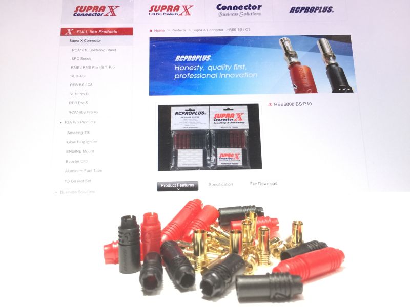 SupraX RC Pro Plus REB 6808 BS P10 超級鍍金接頭 每包10對 超高導電效率 超低阻抗 超省電 