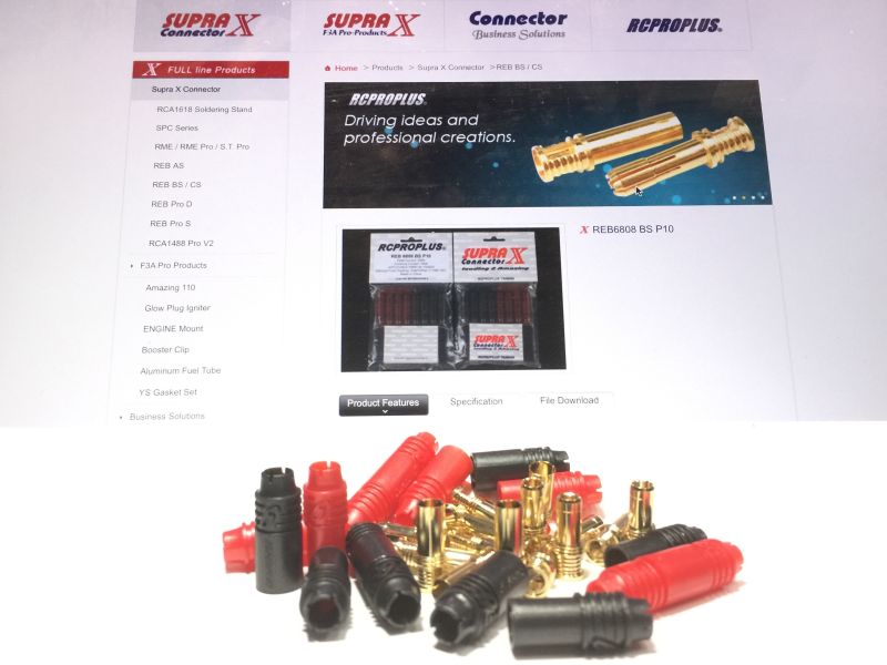 SupraX RC Pro Plus REB 6808 BS P10 超級鍍金接頭 每包10對 超高導電效率 超低阻抗 超省電 