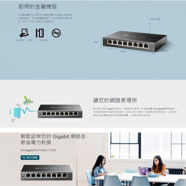 TP-LINK TL-SG108E 8埠Giga Vlan 防迴圈L2網管型交換器 