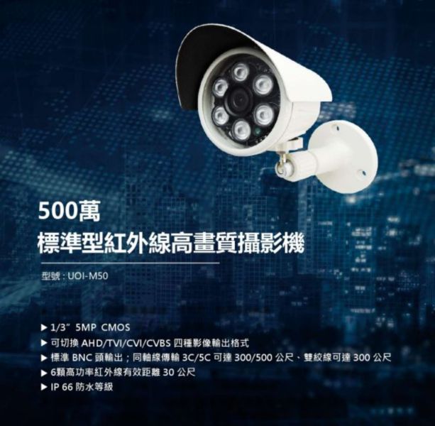 (不包含安裝) UOI-M50 監視器 500萬 紅外線攝影機 (附變壓器) 