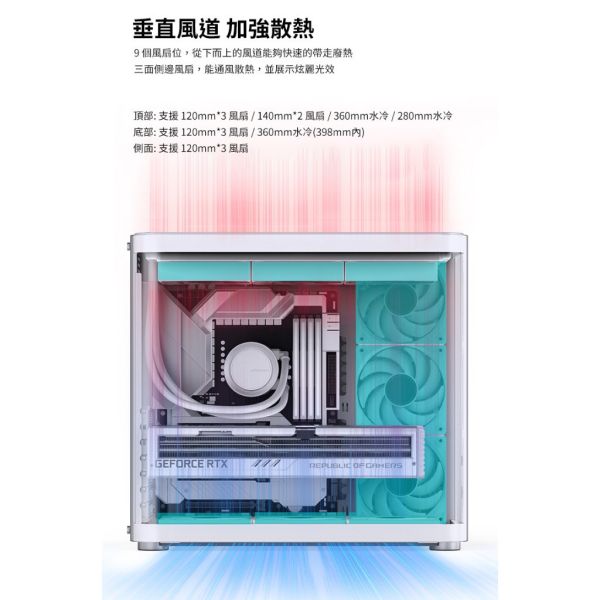 Jonsbo TK2 V2 黑/白 鋁鎂合金機殼(ATX/支援華碩BTF背插主板/曲面環景玻璃/360水冷/垂直風道) 