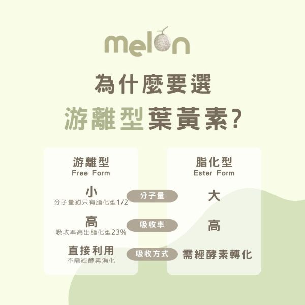 Melon專利游離型專利葉黃素 Melon專利游離型專利葉黃素 晉捷生物科技 葉黃素飲 
預防黃斑部病變 守護全家人的舒適視角 水潤不乾