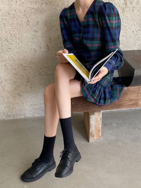 復古英倫牛津小方頭平底鞋、真皮皮鞋 美人鞋窩 👠 韓國人氣｜真皮牛皮版｜復古英倫牛津小圓頭平底鞋、真皮皮鞋｜@love 花猴｜小個子增高3公分｜磨砂麂皮絨