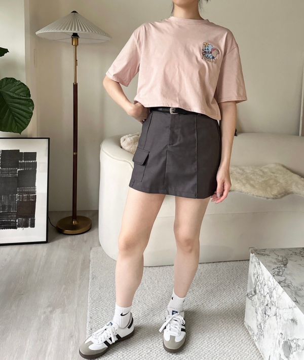 小飛象刺繡短版短Ｔ 