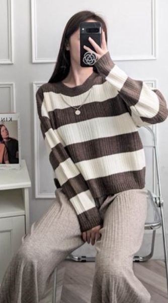 寬條紋厚磅毛衣 