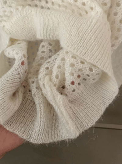 軟糯毛線質感鏤空兩件套 