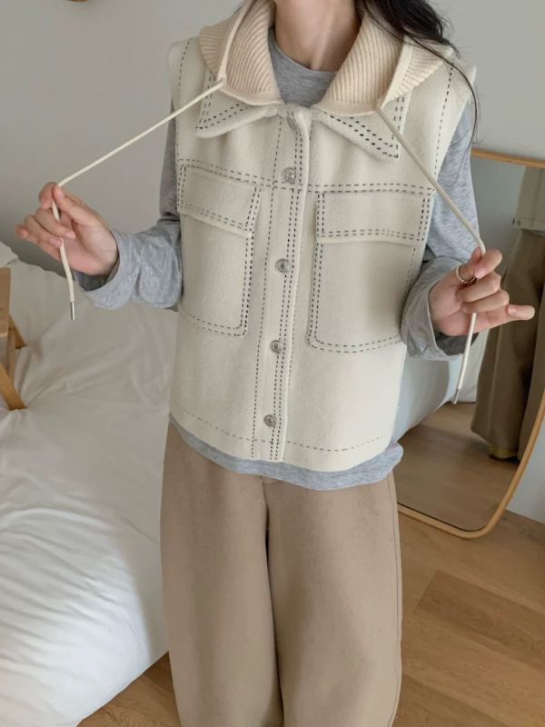 水貂毛連帽背心 