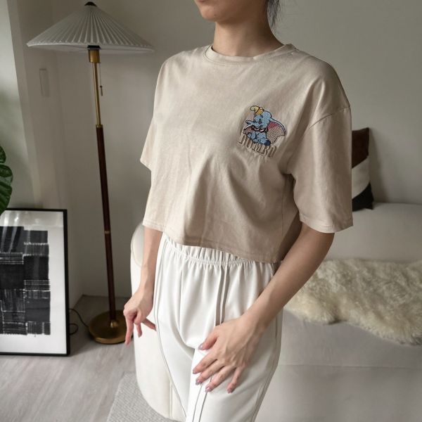 小飛象刺繡短版短Ｔ 