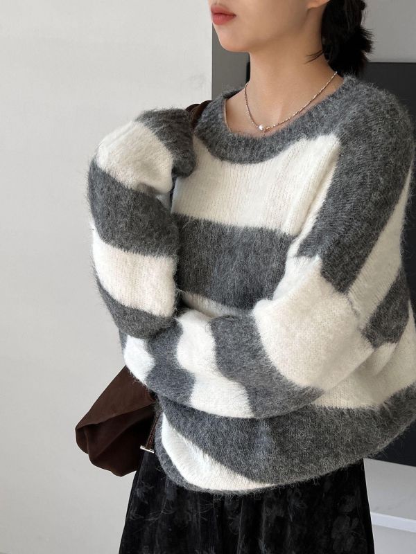 𝐍𝐞𝐰 𝟐𝟎𝟐𝟓 拼色拉毛毛衣 