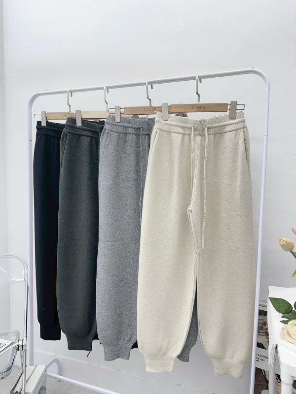 下縮口抽繩針織褲 