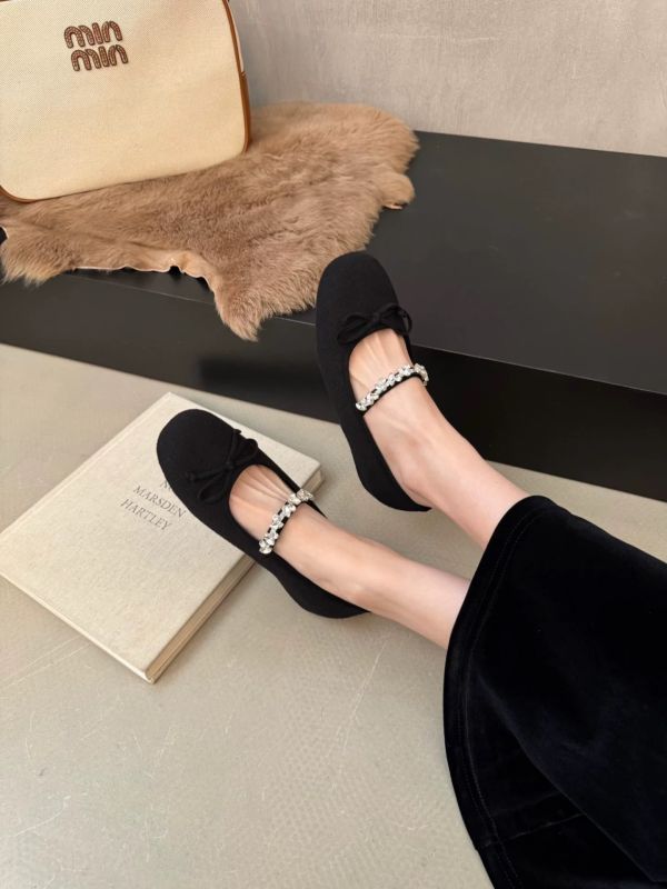 內增高3公分｜毛呢水鑽瑪莉珍平底休閒鞋 美人鞋窩 👠現貨+預購｜小個子內增高3公分｜精緻芭蕾毛呢水鑽內增高加絨瑪莉珍平底鞋~精緻女孩韓系必備新款@Grace