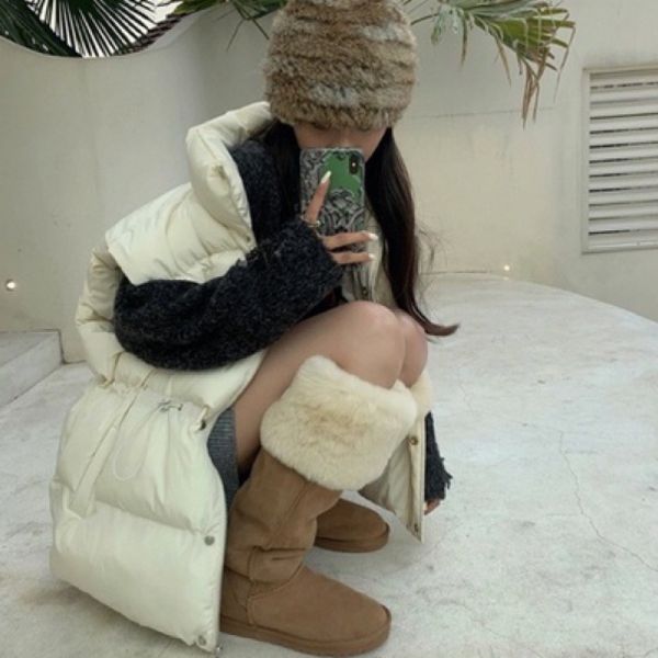 歐美｜反折靴筒皮毛一體過膝長筒靴｜ 雪靴,過膝長靴,高個子穿搭,保暖靴,長靴
