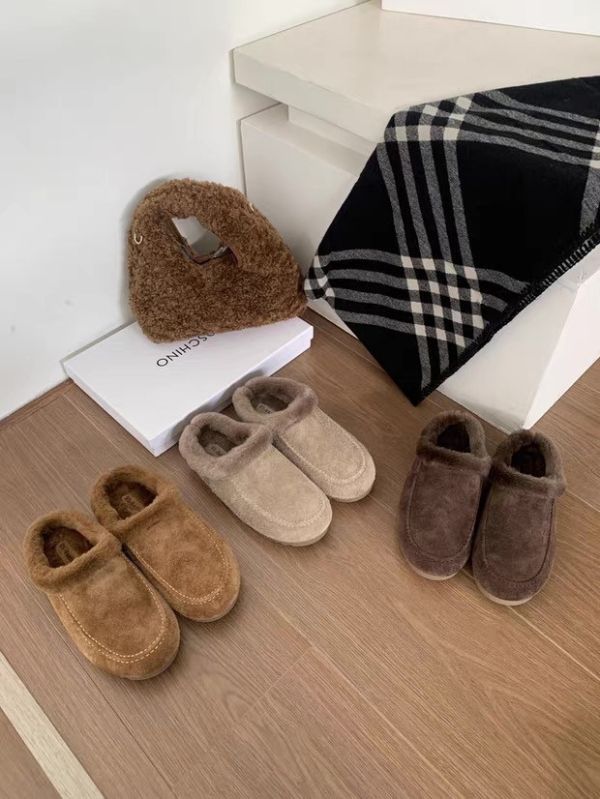 磨砂真皮牛皮｜毛毛懶人鞋半拖鞋 美人鞋窩｜磨砂真皮牛皮版｜增高厚底3公分｜秋冬復古真皮保暖內鋪毛加絨厚底包頭｜半拖鞋、懶人鞋雪地棉鞋~搭配襪子超韓系♥