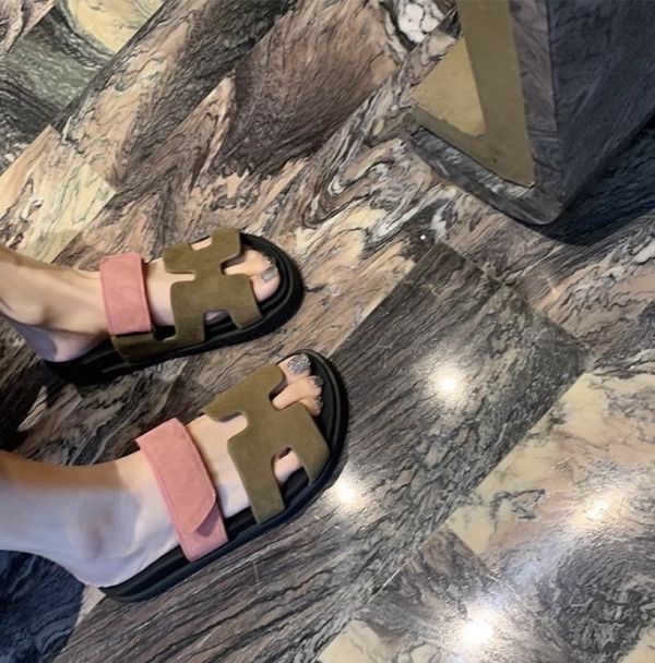 真皮二舅H拖鞋 