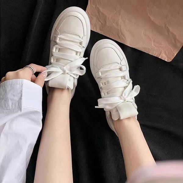 真皮厚底增高小白鞋 