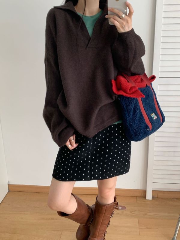 𝐍𝐞𝐰 𝟐𝟎𝟐𝟓 剪刀領大版毛衣 