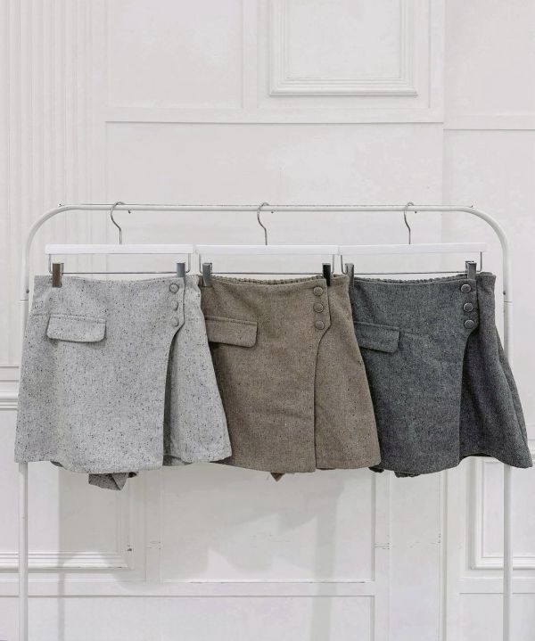 3布釦1蓋前片混線短褲 