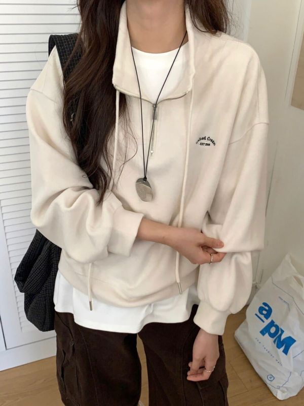 刺繡半拉鍊衛衣 