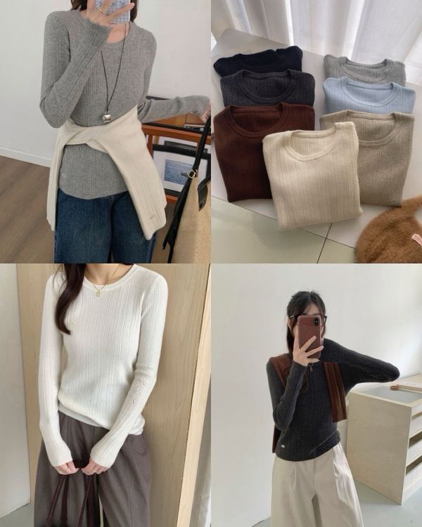 版型超好～純色打底針織上衣 