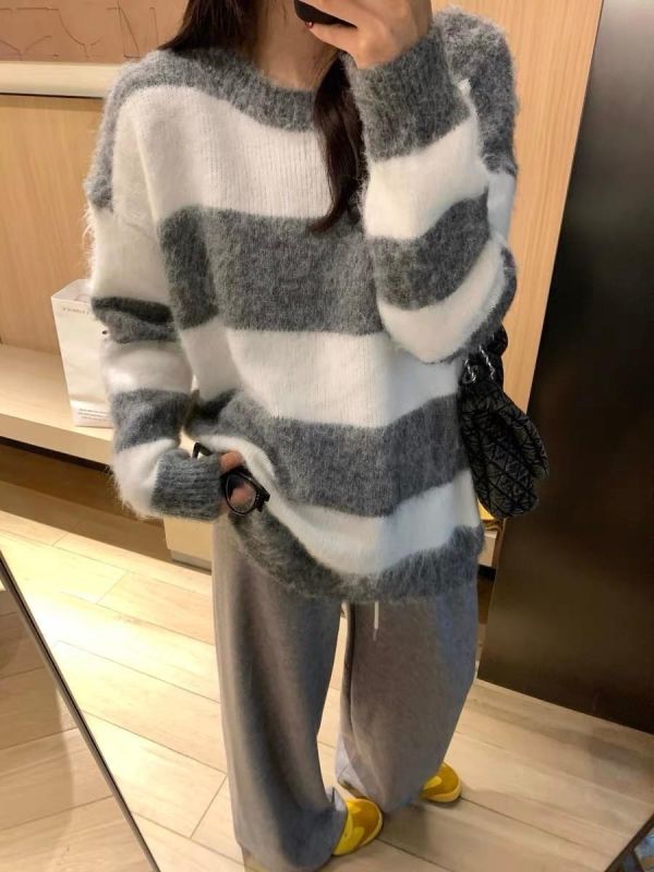 𝐍𝐞𝐰 𝟐𝟎𝟐𝟓 拼色拉毛毛衣 