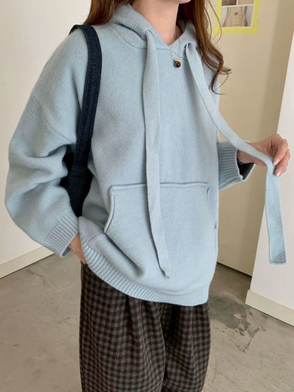 𝐍𝐞𝐰 𝟐𝟎𝟐𝟓連帽拉繩中長版毛衣 