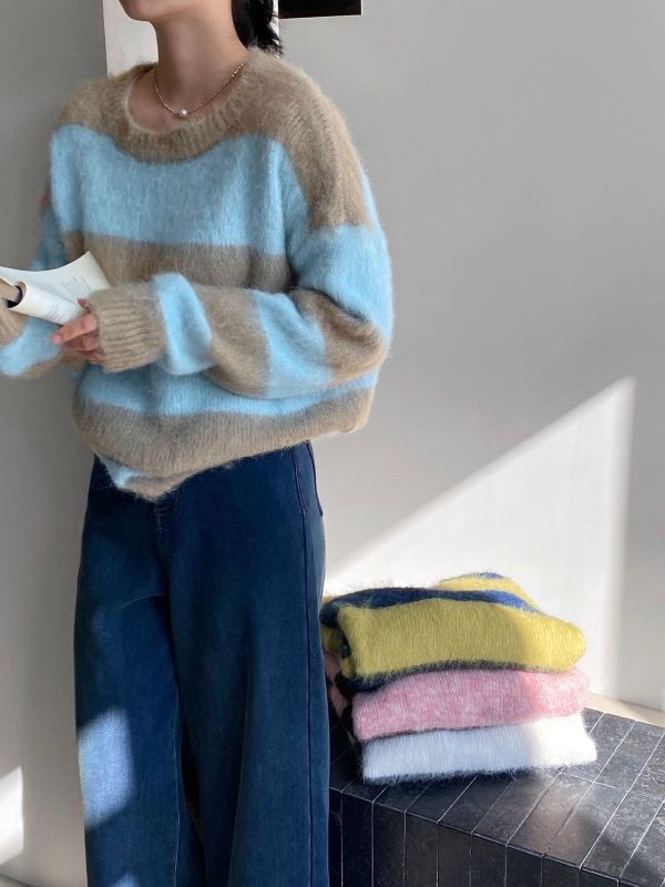 𝐍𝐞𝐰 𝟐𝟎𝟐𝟓 拼色拉毛毛衣 