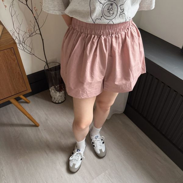 顯瘦棉麻 高腰短褲 