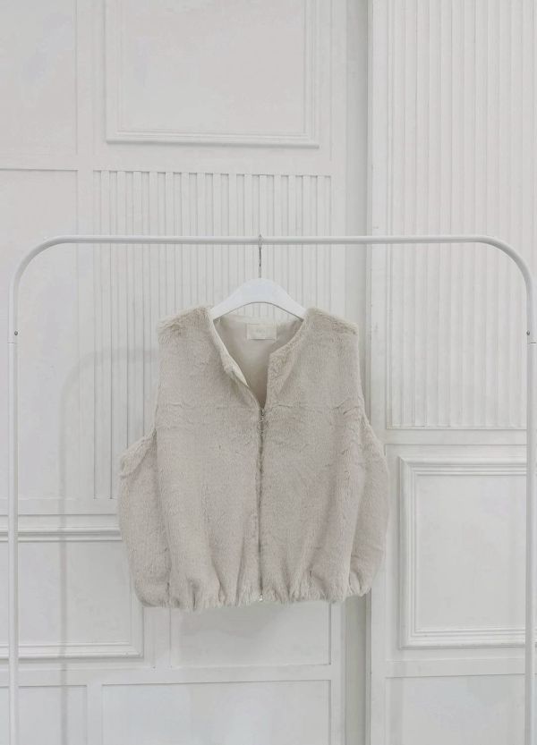 下鬆緊拉鋉柔軟毛背心 