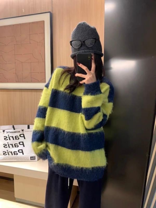 𝐍𝐞𝐰 𝟐𝟎𝟐𝟓 拼色拉毛毛衣 