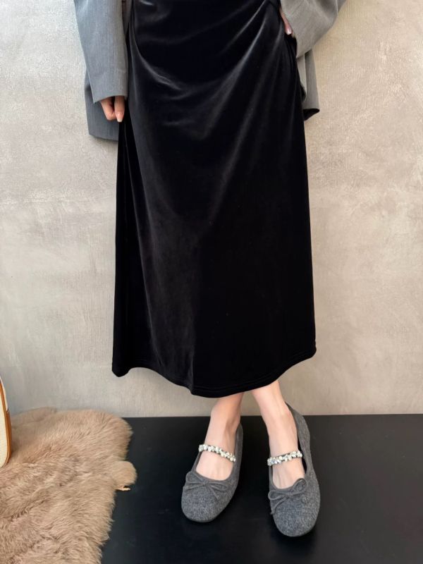 內增高3公分｜毛呢水鑽瑪莉珍平底休閒鞋 美人鞋窩 👠現貨+預購｜小個子內增高3公分｜精緻芭蕾毛呢水鑽內增高加絨瑪莉珍平底鞋~精緻女孩韓系必備新款@Grace