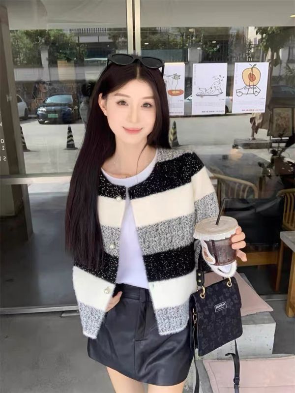 保暖水貂絨小香漸層色毛衣 