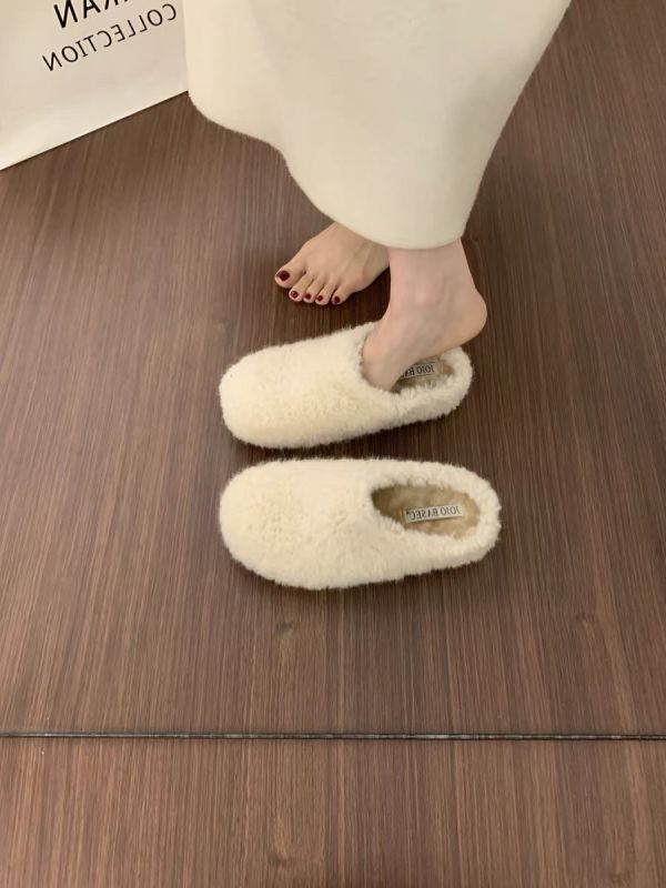 小個子內增高4公分｜保暖內加絨厚底羊羔毛懶人鞋半拖鞋 美人鞋窩 👠現貨+預購｜小個子內增高4公分｜保暖內加絨厚底羊羔毛懶人鞋半拖鞋｜兩色 韓系搭配襪子一起穿超減齡又可愛