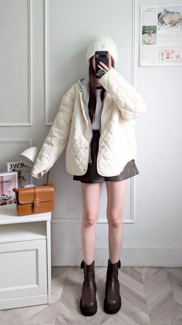 菱格車線鋪棉外套 